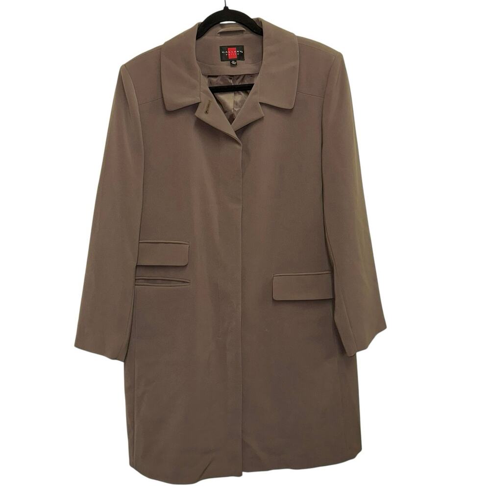 Gallery Petite Large Women’s Coat Jacket Brown Minimalist Career Workwear